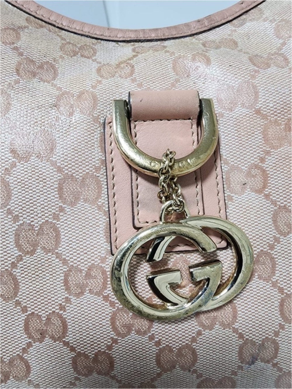 Authentic Gucci GG Crystal Canvas Glossy Small Abbey D Ring Shoulder Bag Pink - Picture 6 of 13